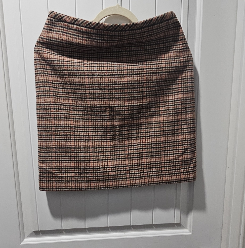 Talbots Pink and Black Plaid Pencil Skirt